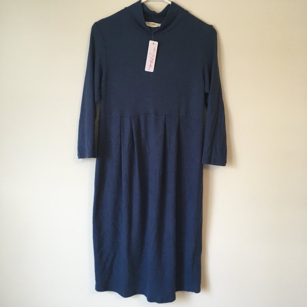 ❄️ NWT Cashmere Like Sweater Knit Front Pleat Maternity Dress Mock Neck Size L - Picture 2 of 5